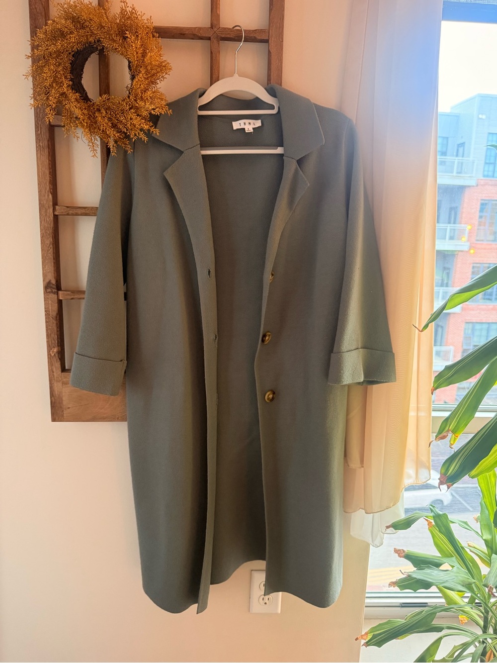 Teal Green Long Coat Cardigan